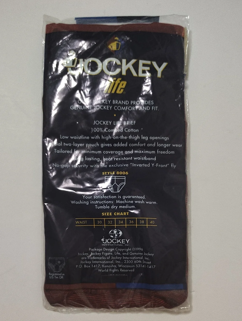 Vintage 1996 Jockey Life Men's Low-Rise Briefs - 1 Pair - Size 32
